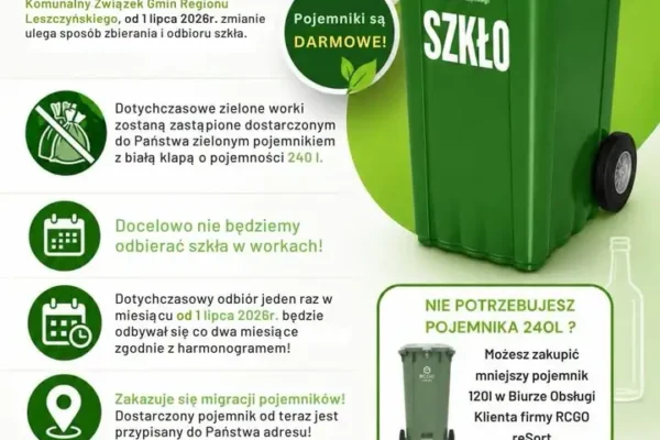 Gmina Miejska Górka rozdaje darmowe pojemniki na szkło – co musisz wiedzieć?