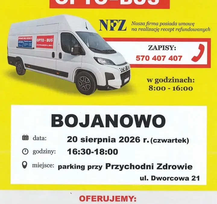 Bezpłatne badanie wzroku dla mieszkańców Gminy Bojanowo – 20 sierpnia 2026