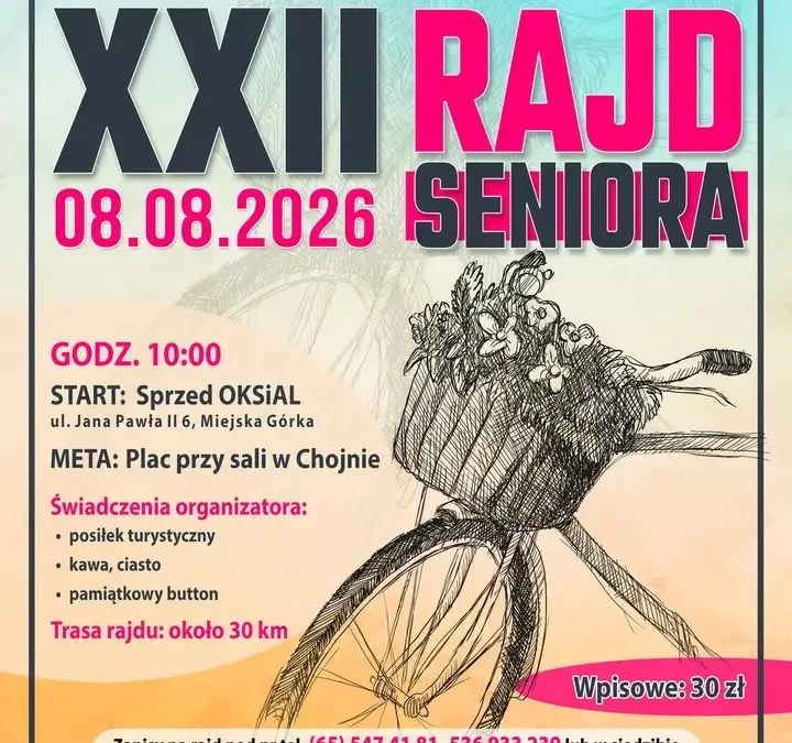XXII Rajd Seniora w Miejskiej Górce – zapisy trwają do 31 lipca