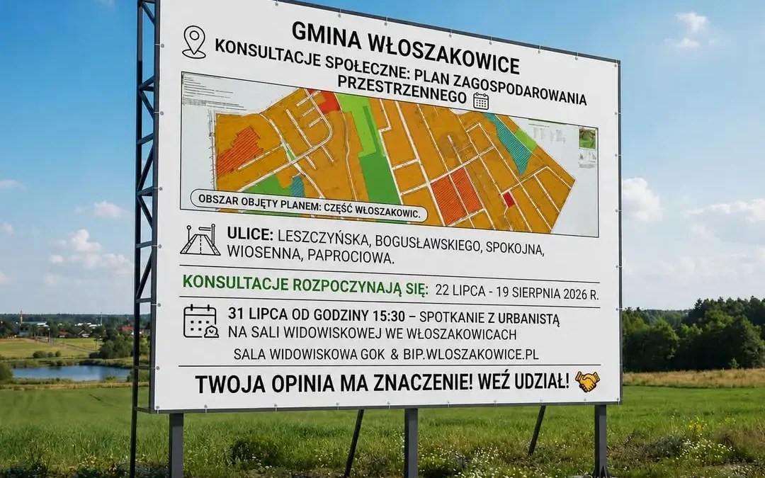 Konsultacje społeczne w sprawie MPZP we Włoszakowicach – spotkanie i dyżur projektanta