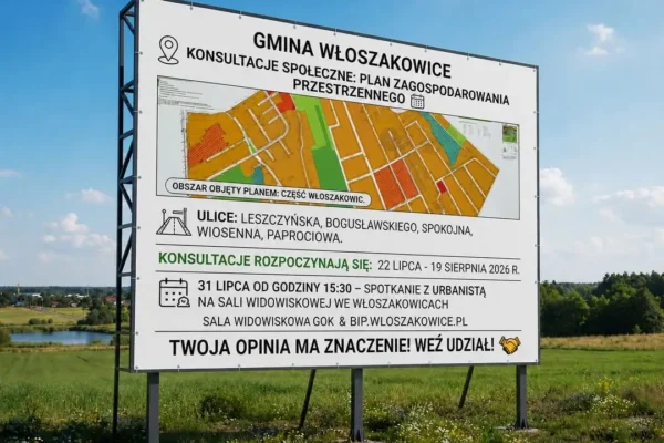 Konsultacje społeczne w sprawie MPZP we Włoszakowicach – spotkanie i dyżur projektanta