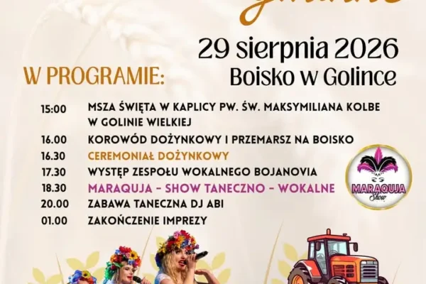 Dożynki Gminne 2026 w Golince – święto plonów pełne atrakcji