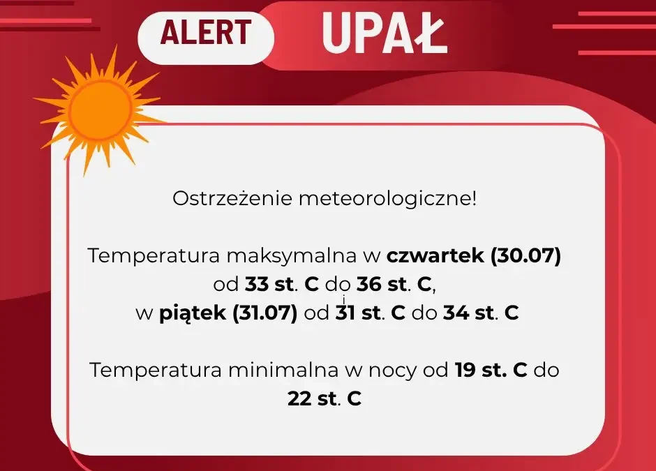 Ostrzeżenie meteorologiczne: Upał 3. stopnia w Bojanowie i okolicach