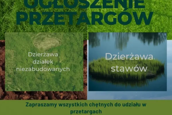 Gmina Bojanowo ogłasza przetargi na dzierżawę działek i stawów