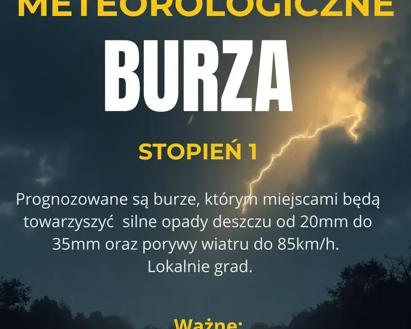 Ostrzeżenie IMGW: Burze z gradem i silnym wiatrem w nocy