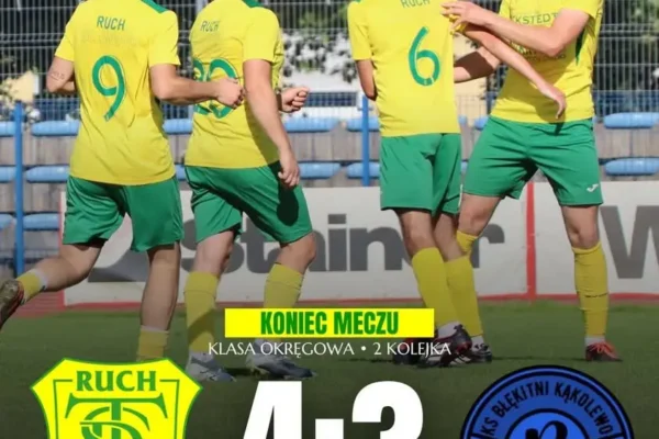 Ruch wygrywa z Błękitnymi Kąkolewo – pierwszy gol Krawczyka