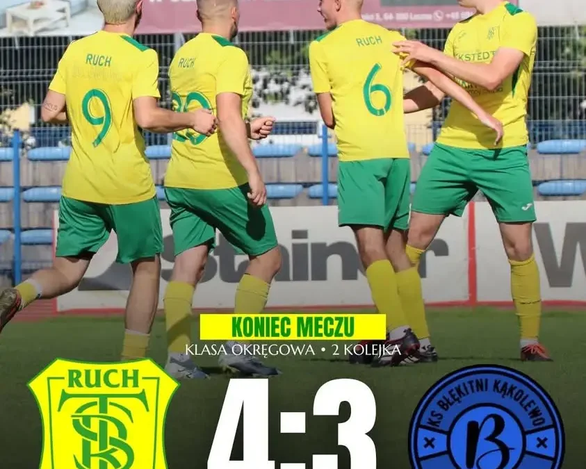 Ruch wygrywa z Błękitnymi Kąkolewo – pierwszy gol Krawczyka