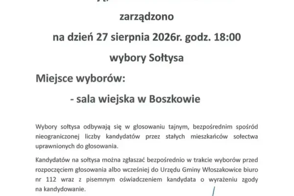 Boszkowo: mieszkańcy wybiorą sołtysa na czwartkowym zebraniu