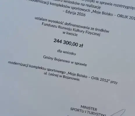 Bojanowo: dofinansowanie na modernizację Orlika
