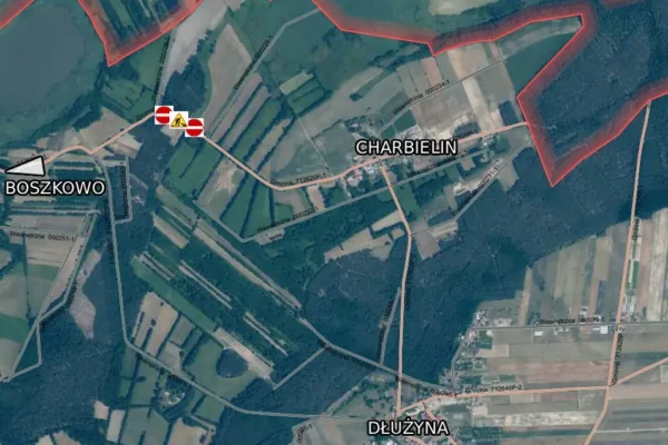 Utrudnienia na drodze Charbielin–Boszkowo: zamknięcie z powodu naprawy przepustu