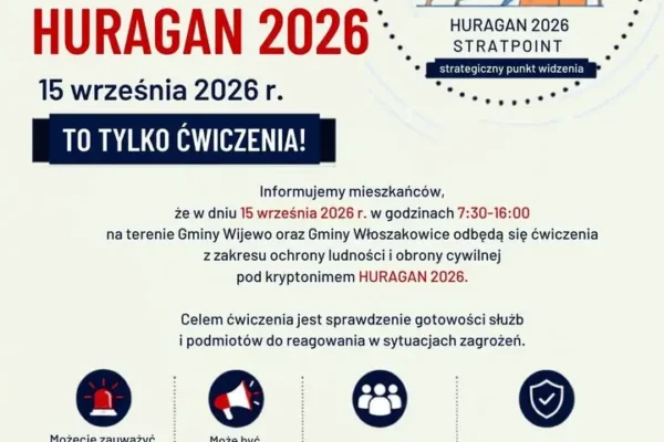 Ćwiczenia „HURAGAN 2026” w gminach Włoszakowice i Wijewo – możliwe utrudnienia