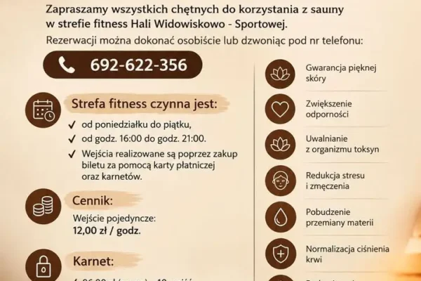Sauna w strefie fitness Hali Widowiskowo-Sportowej zaprasza na jesienną regenerację
