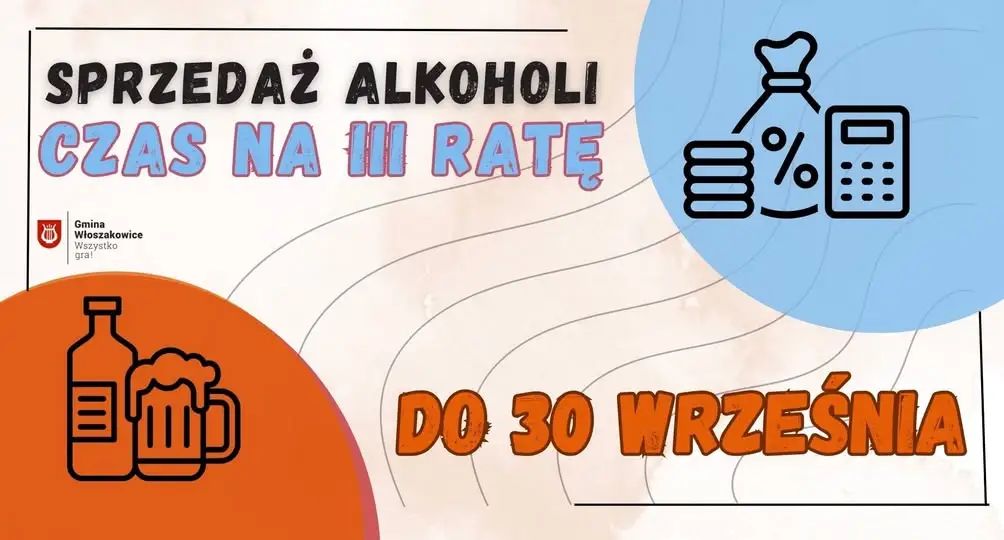 Włoszakowice: III rata opłaty za zezwolenia na alkohol – termin mija 30 września