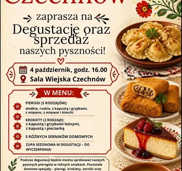 Degustacja pierogów i domowych wypieków w Czechnowie