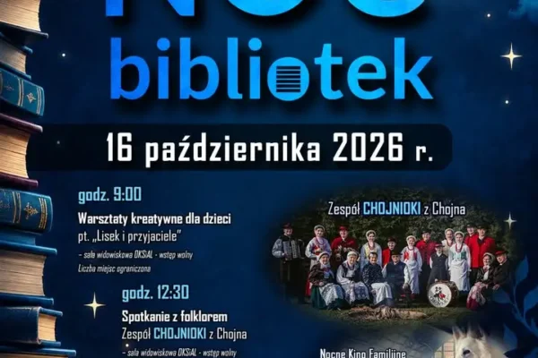 Noc Bibliotek 2026 w Miejskiej Górce – warsztaty, folklor i nocne kino