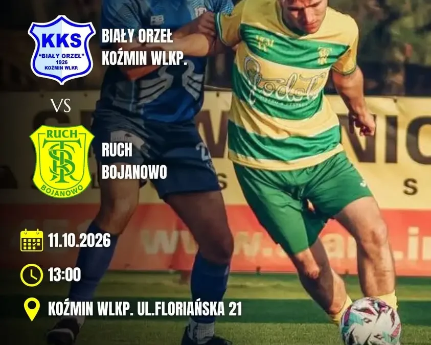 TS Ruch Bojanowo zagra na wyjeździe z Biały Orzeł Koźmin Wielkopolski w 10. kolejce