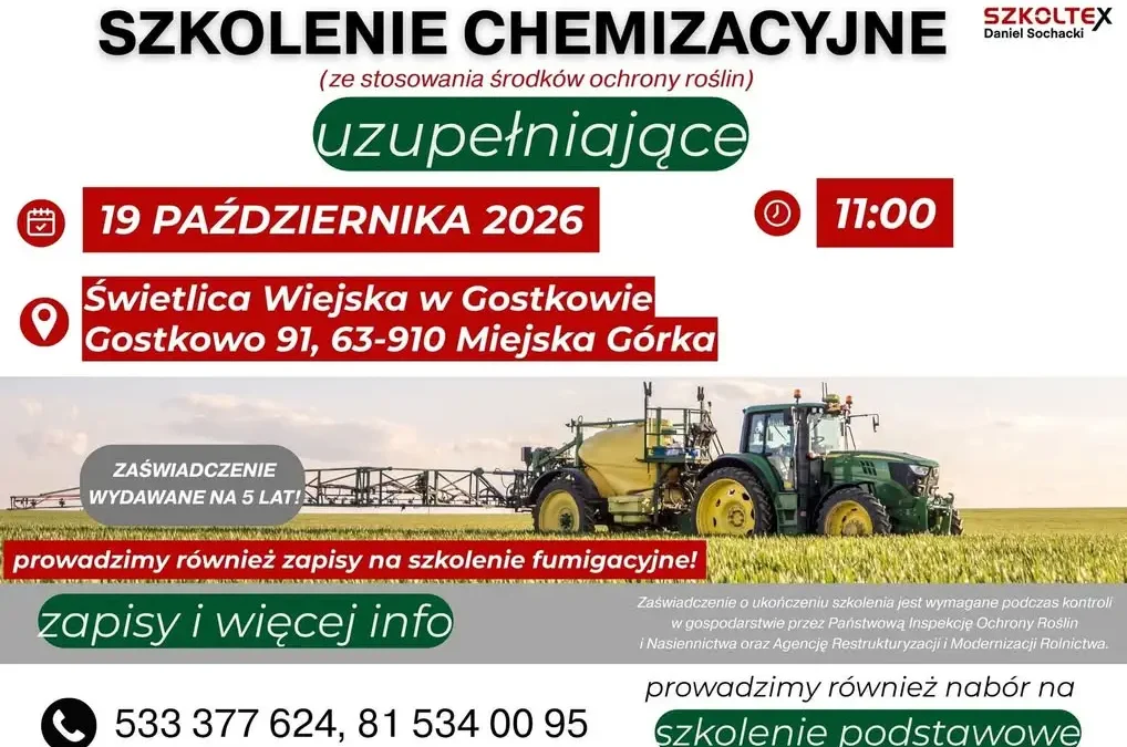 Szkolenie chemizacyjne dla rolników w Gostkowie – 19 października