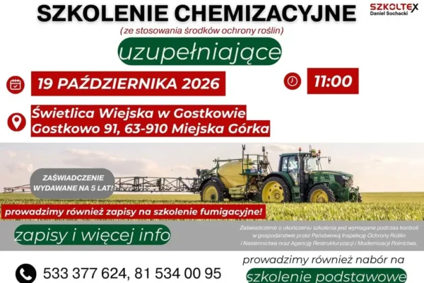 Szkolenie chemizacyjne dla rolników w Gostkowie – 19 października