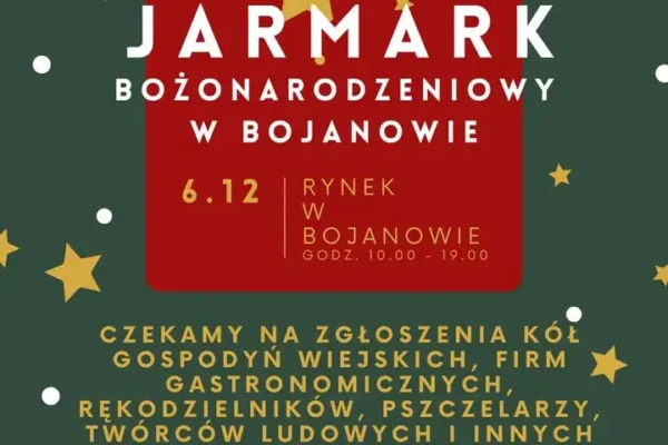 10. Jarmark Bożonarodzeniowy w Bojanowie – 6 grudnia 2026. Trwają zgłoszenia wystawców