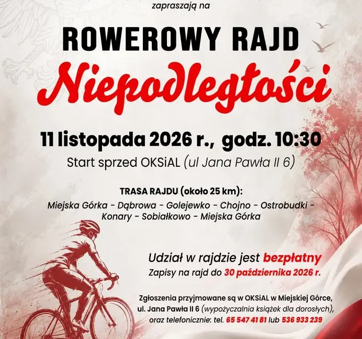Rowerowy Rajd Niepodległości w Miejskiej Górce – zapisy do 30 października