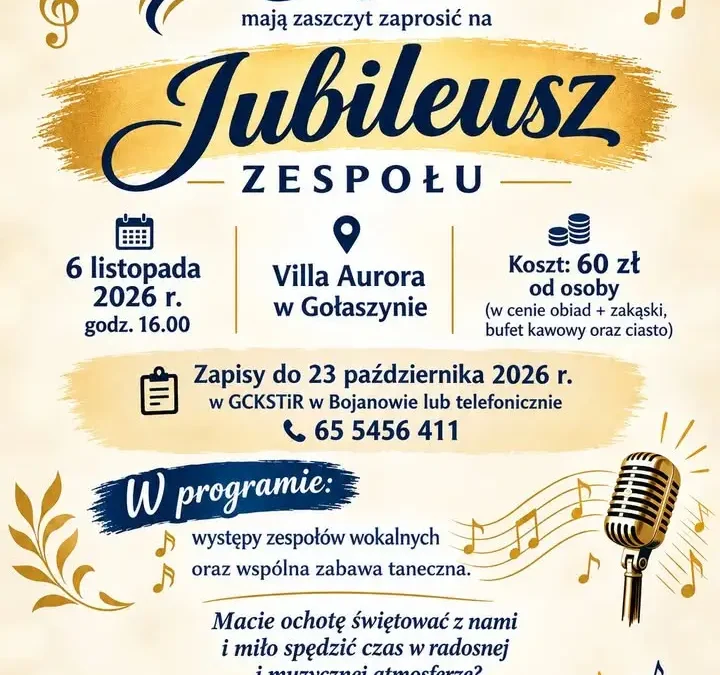 Jubileusz zespołu Bojanovia: zapisy tylko do dziś!