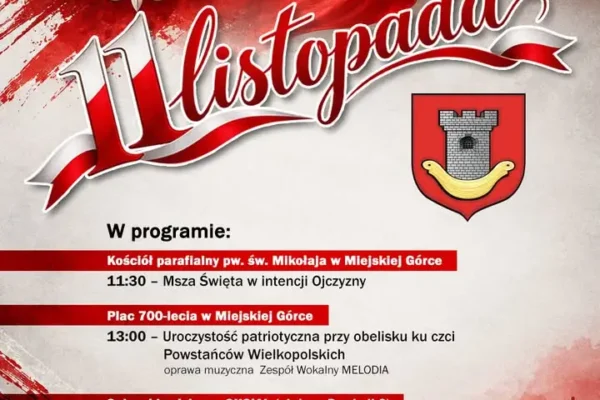 Miejska Górka zaprasza na obchody 108. rocznicy odzyskania niepodległości