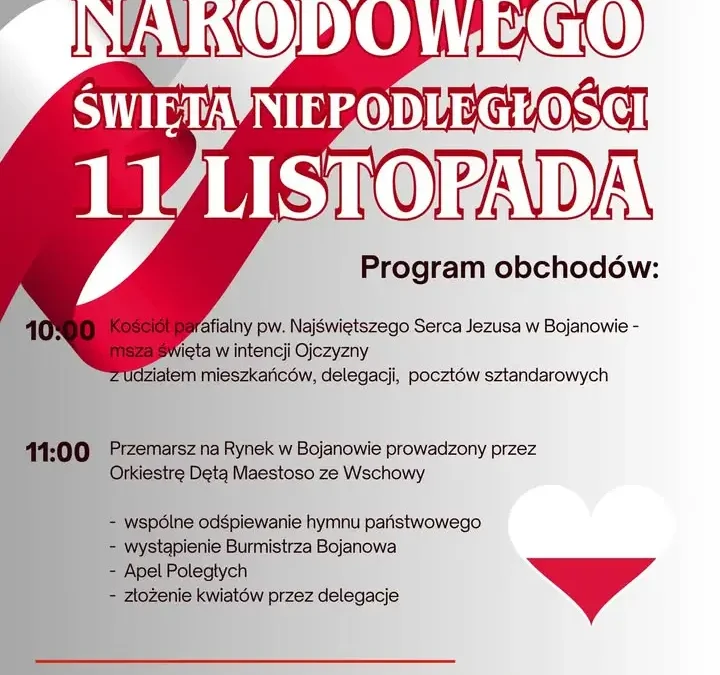 Bojanowo zaprasza na wspólne obchody Święta Niepodległości